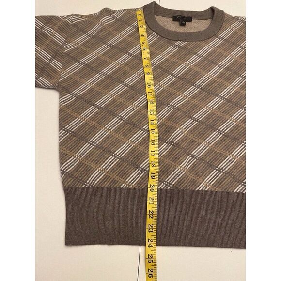 Ann Taylor Brown/Taupe Long Sleeves Jacquard Striped Plaid Knit Sweater Size XXL - Picture 5 of 7